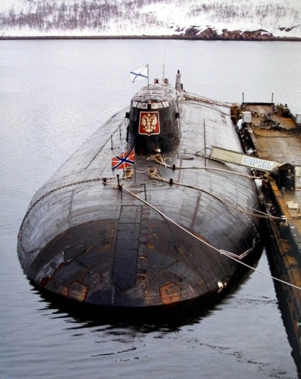 Submarino nuclear russo Kursk, em foto de 2000. — Foto: AP Foto/Archivo
