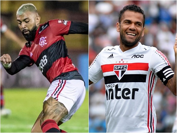 Gabigol do Flamengo e Daniel Alves do São Paulo estão de volta (Foto: Marcelo Cortes e Bruno Ulivieri/AGIF )